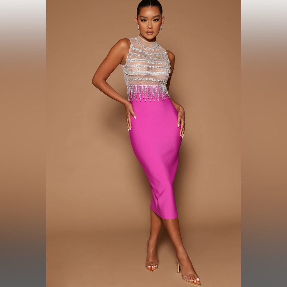 Lily Embellished Mesh & Rhinestone Dress